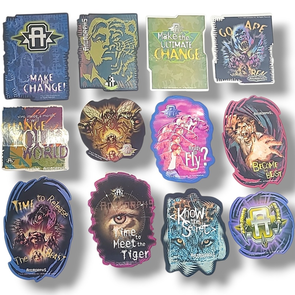 Vintage 1999 Animorphs Vending Stickers Complete Set 12 Scholastic NOS Rare - Picture 3 of 4